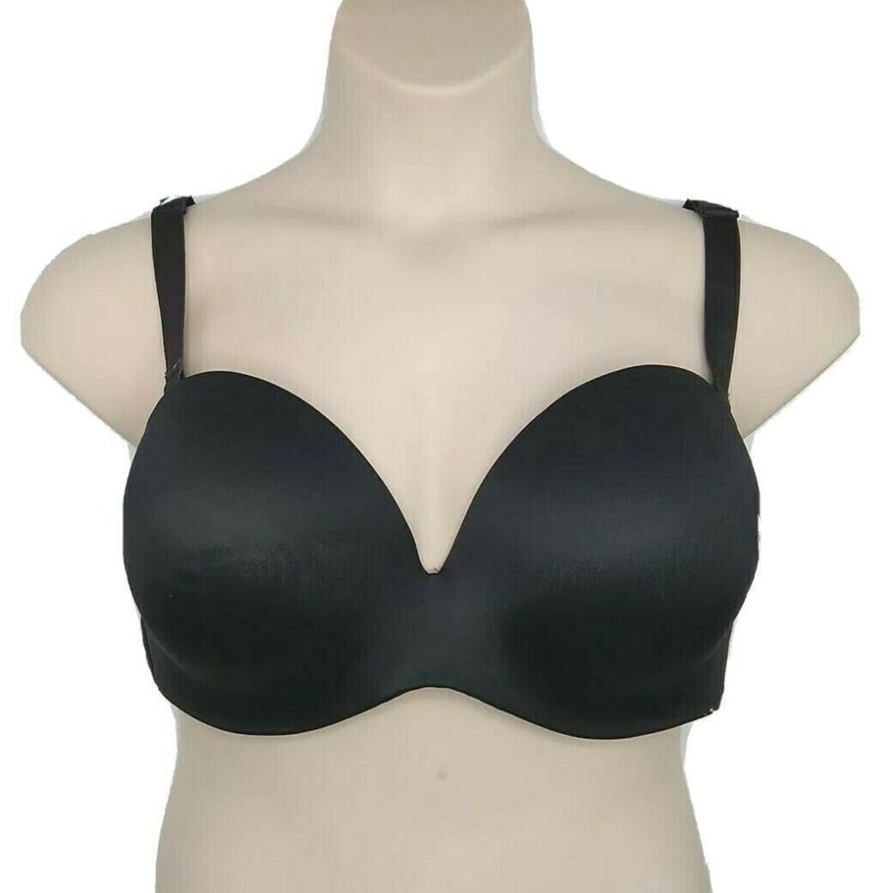 Lane Bryant Cacique Bra Multi Way Strapless Bare Solution 46DDD Black w/ Straps